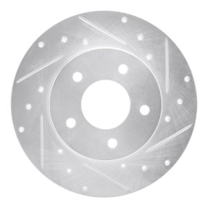 Buick LeSabre Brake Rotor (1) - Rear Right - R1 Concepts - Drilled & Slotted - Silver - `92-`05